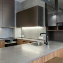 Grey kitchen worktops in a modern kitchen